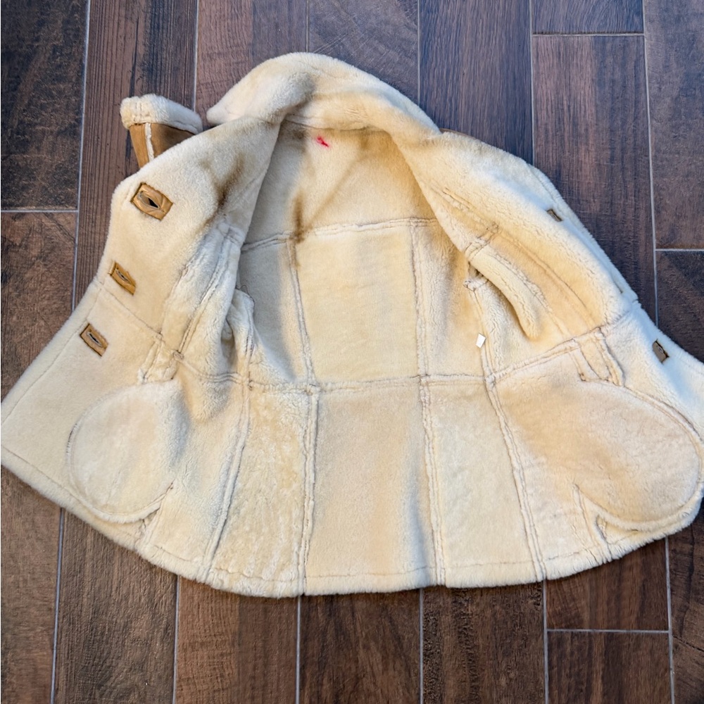 Source Unknown Camel Leather Jacket With Ivory De… - image 5